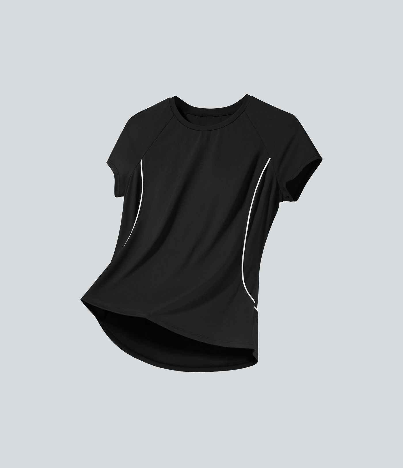 Haut de sport léger pour golf avec manches raglan, blocs de couleur, bande et ourlet arrondi, coupe ajustée