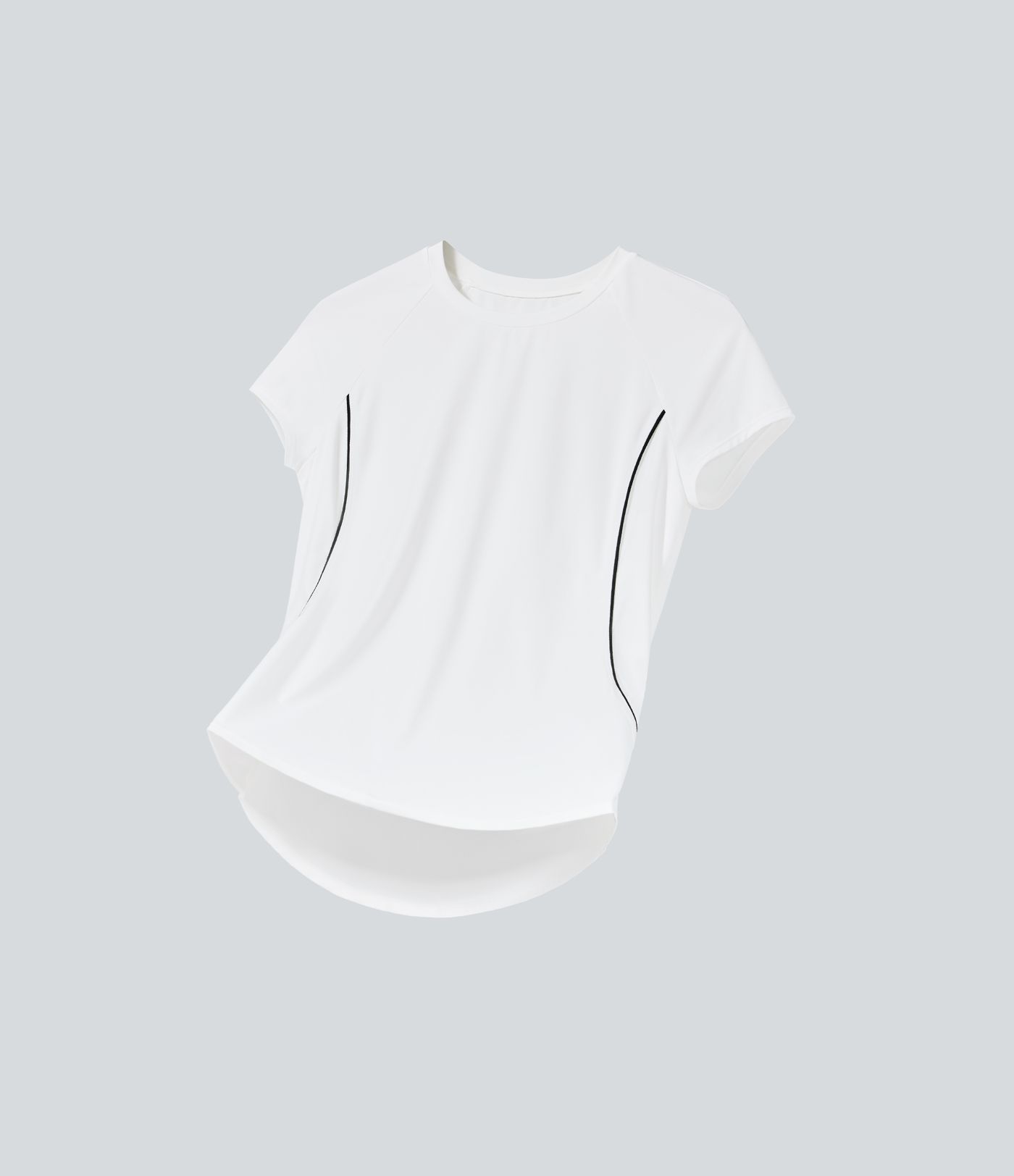 Leichtes, schmales Golf-Sport-Top mit Raglan-Ärmeln, Farbblockband und abgerundetem Saum