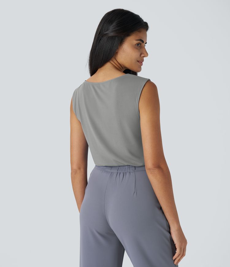 Cowl Neck Sleeveless Work Blouse
