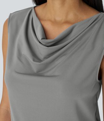 Ärmelloses Blusenshirt mit Wasserfallausschnitt