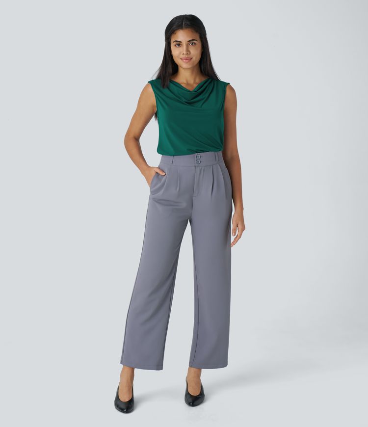 Cowl Neck Sleeveless Work Blouse