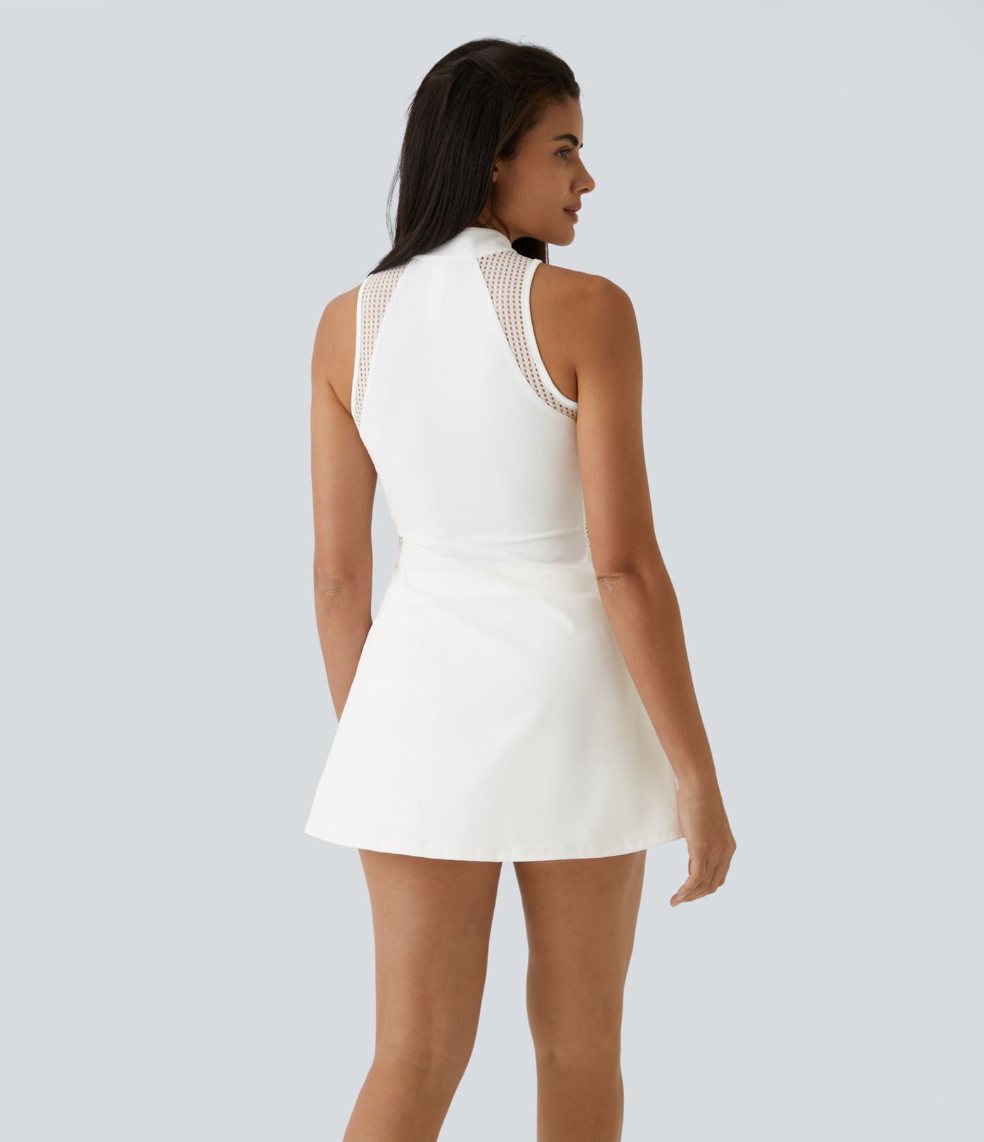 Half zip mesh side pocket two-piece mini tennis active dress