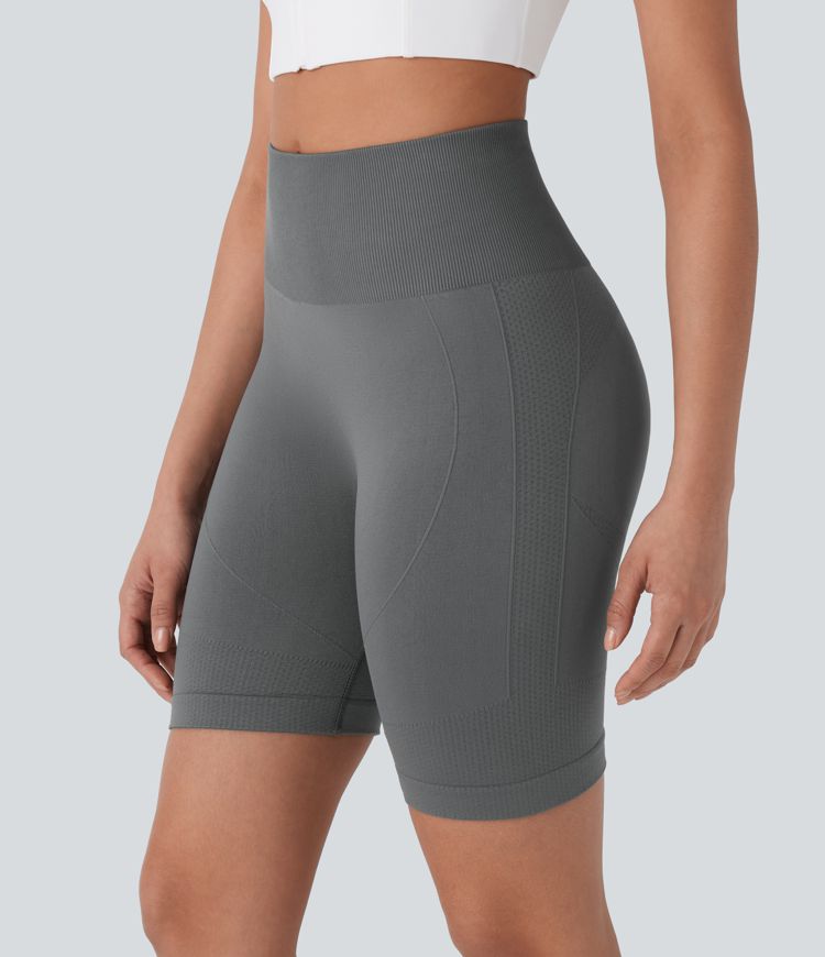 Seamless Flow High Waisted Tummy Control Butt Lifting Yoga Biker Shorts 7''
