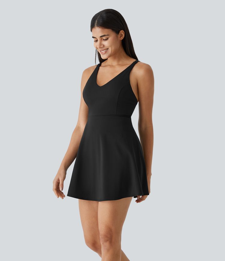 Softlyzero™ Plush Backless Crisscross 2-Piece Pocket Dance Active Dress-UPF50+