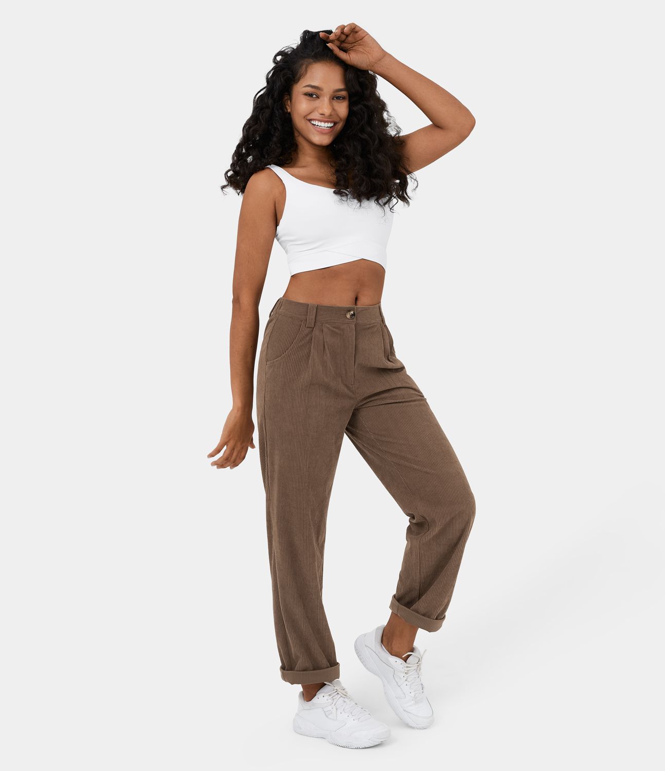 Cordhose mit mittelhohem Bund, Reißverschluss und Seitentaschen - 2024Neu