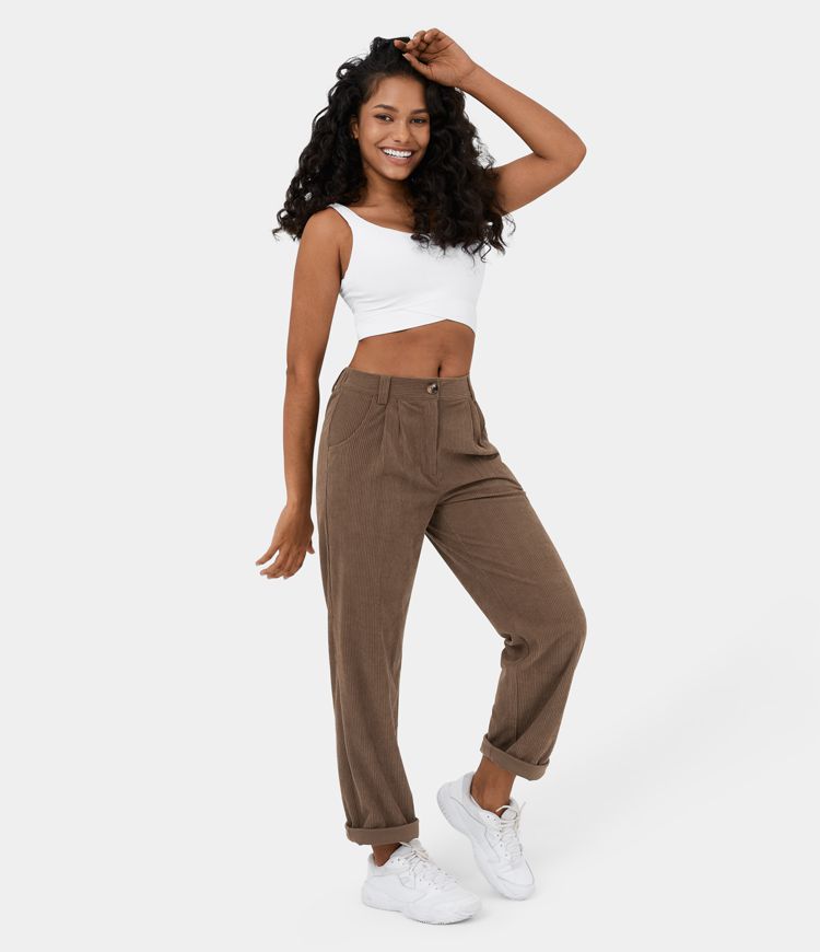 Cordhose mit mittelhohem Bund, Reißverschluss und Seitentaschen - 2024Neu