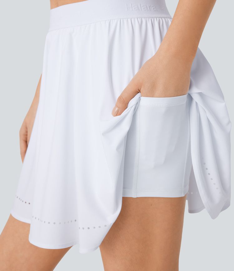 Breezeful™ High Waisted Perforated 2-in-1 Side Pocket Flare Mini Quick Dry Yoga Skirt