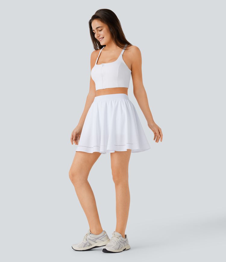 Mini Falda Breezeful™ yoga secado rápido bolsillo lateral perforada tiro alto 2 en 1