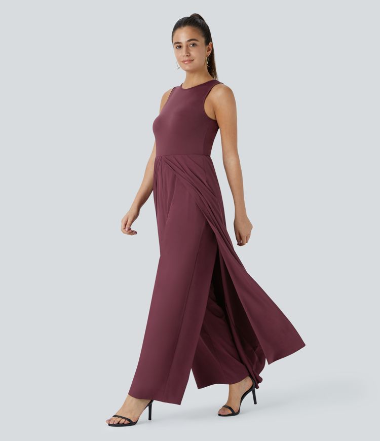 Breezeful™ Zipper Sleeveless Side Pocket Contrast Quick Dry Bridesmaid and Wedding Guest Jumpsuit