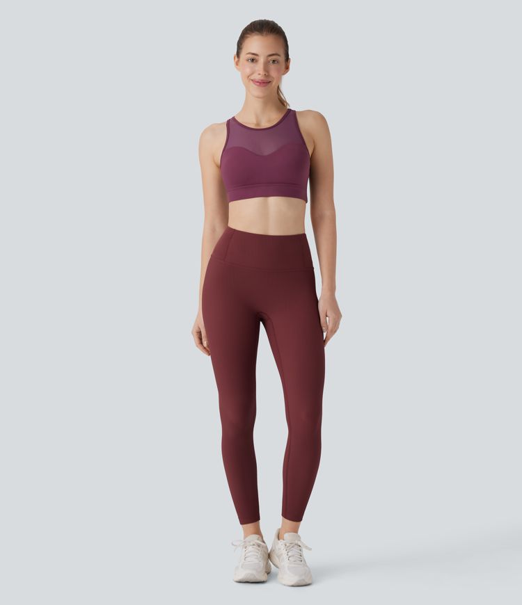 Softlyzero™ Airy Sport-Workout-BH mit mittlerem Support, Racerback, kontrastierendem Netzstoff und Cool-Touch