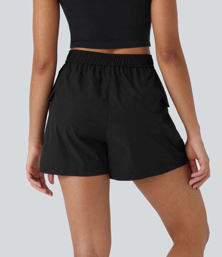 Waterproof High Waisted Belted Pocket Hiking Cargo Shorts