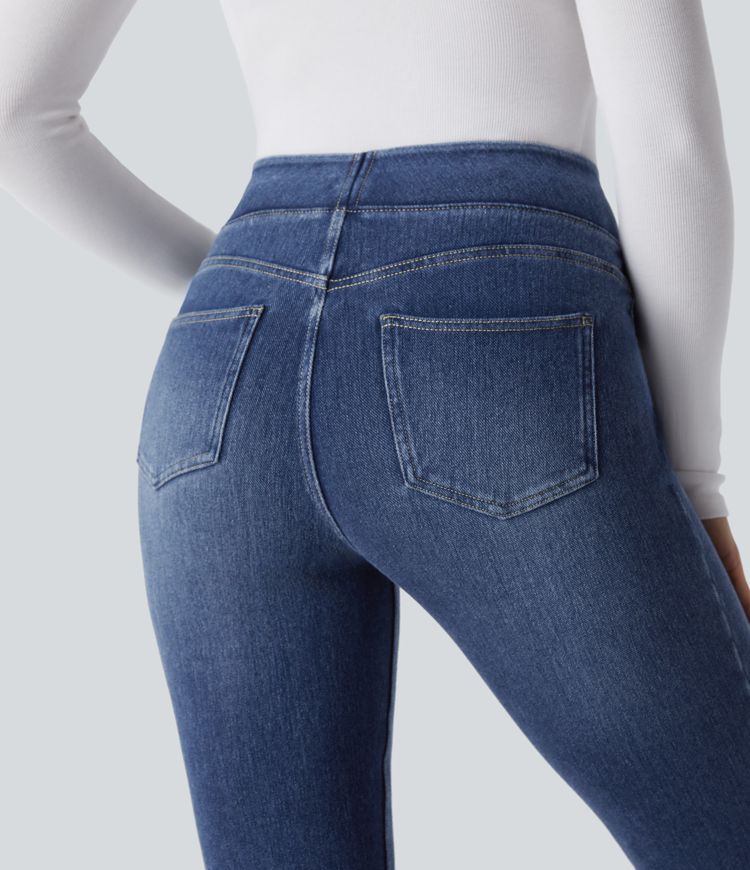 Halara Flex™ Denim Heat High Waisted Pockets Washed Casual Bootcut Jeans