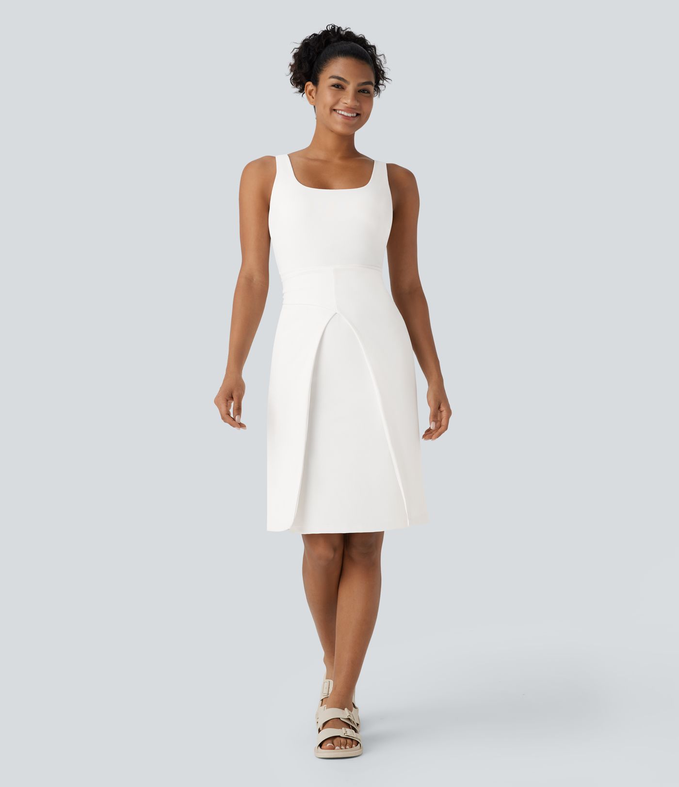 Softlyzero™ QuickDry Square Neck Backless Tie Front Midi Casual Dress