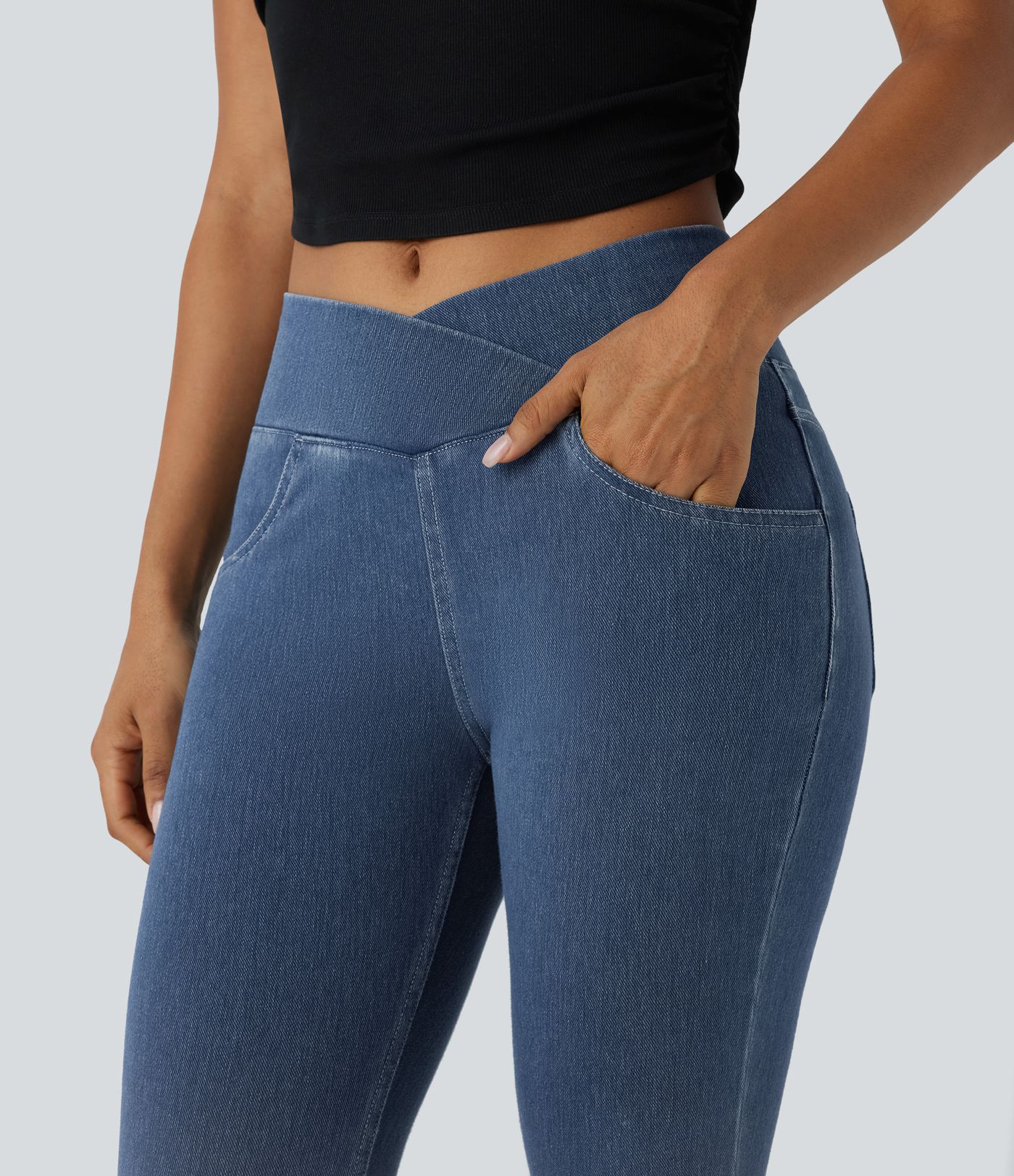 Halara Flex™ High Waisted Crossover Pockets Denim Work Leggings