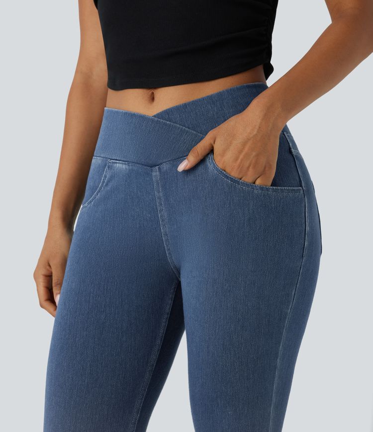 Halara Flex™ High Waisted Crossover Pockets Denim Work Leggings