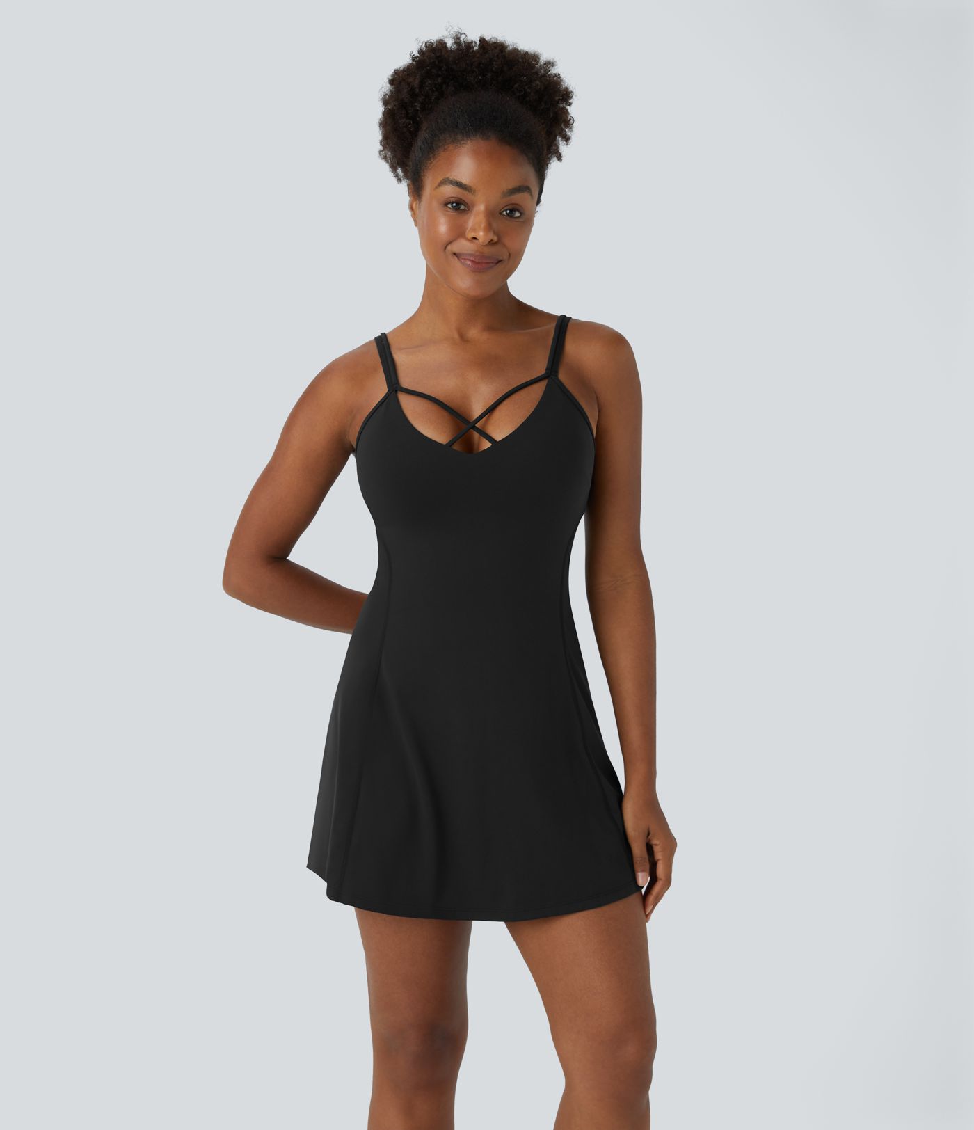 Softlyzero™ Plush Crisscross Backless 2-in-1 Pocket Mini Slip Active Dress - Easy Peasy Edition