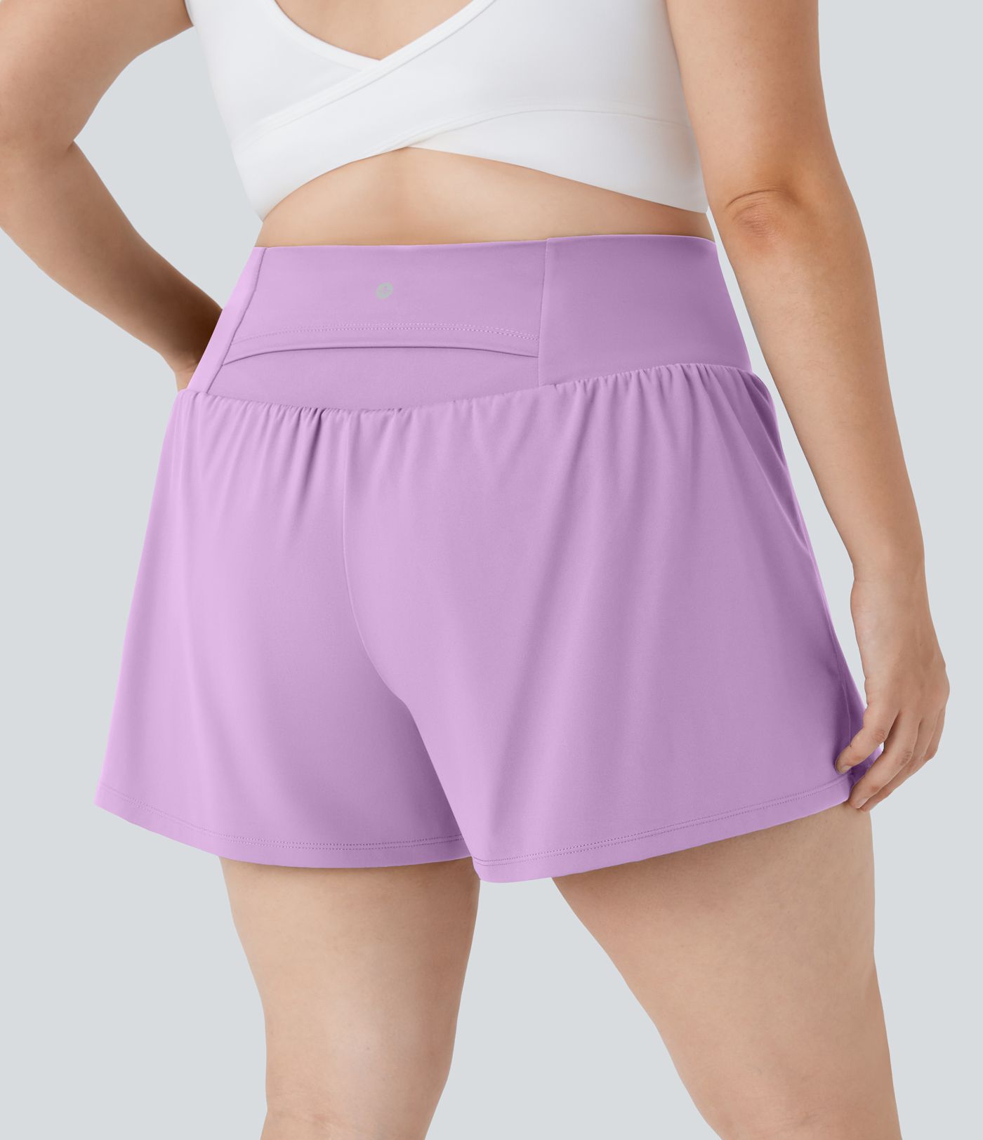 Super High Waisted Back Pocket & Side Hidden Pocket 2-in-1 Yoga Plus Size Shorts 4''-Longer Length Super High Waisted Back Pocket & Side Hidden Pocket 2-in-1 Yoga Plus Size Shorts 4''-Longer Length