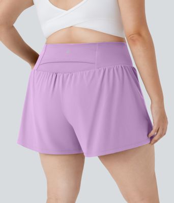 Super High Waisted Back Pocket & Side Hidden Pocket 2-in-1 Yoga Plus Size Shorts 4''-Longer Length Super High Waisted Back Pocket & Side Hidden Pocket 2-in-1 Yoga Plus Size Shorts 4''-Longer Length