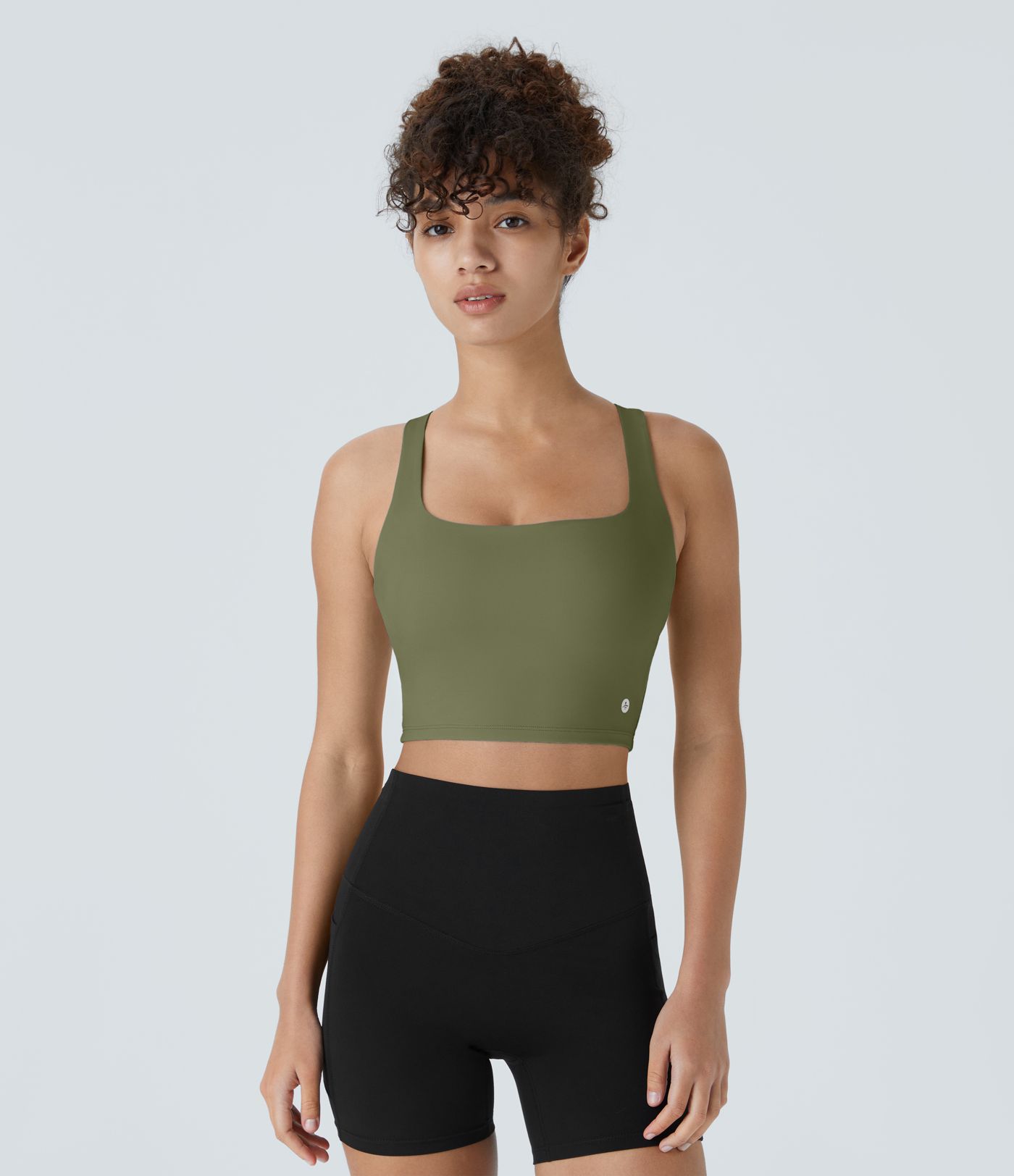 SoftlyZero™ Airy Square Neck Backless Crisscross Cropped Cool Touch Yoga Tank Top-UPF50+ A-C Cups
