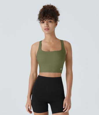 SoftlyZero™ Airy Square Neck Backless Crisscross Cropped Cool Touch Yoga Tank Top-UPF50+ A-C Cups