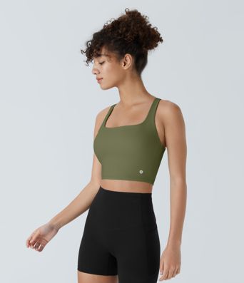 SoftlyZero™ Airy Square Neck Backless Crisscross Cropped Cool Touch Yoga Tank Top-UPF50+ A-C Cups