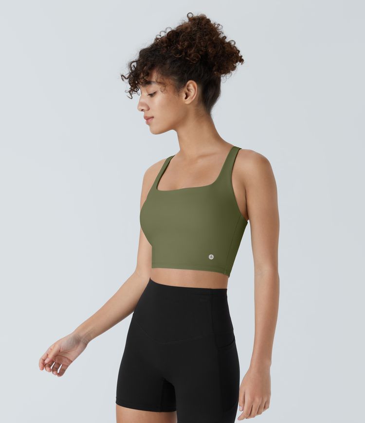 SoftlyZero™ Airy Square Neck Backless Crisscross Cropped Cool Touch Yoga Tank Top-UPF50+ A-C Cups