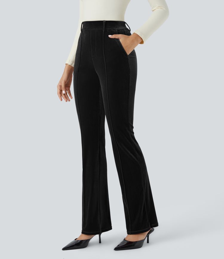 High Waisted Pocket Velvet Work Pants