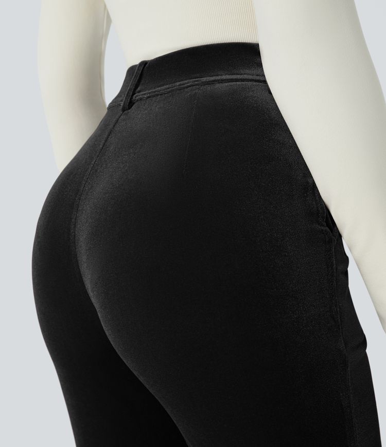 High Waisted Pocket Velvet Work Pants