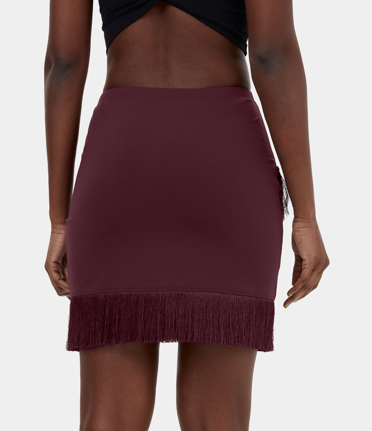Softlyzero™ Airy Asymmetric Crossover Fringe Hem Bodycon 2-in-1 Mini Cool Touch Dance Skirt