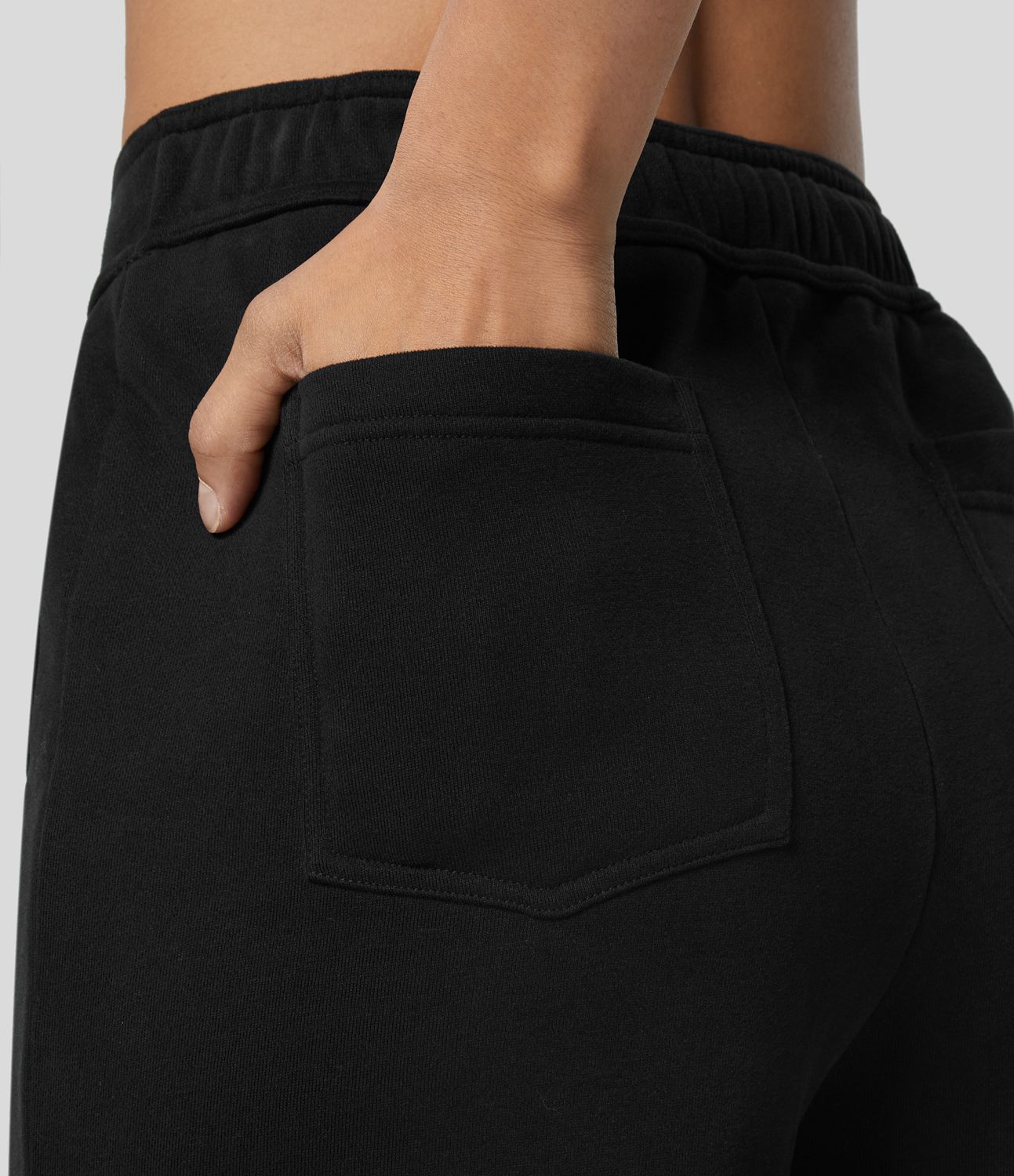 Pantalón polar tiro alto botón múltiple bolsillo pierna recta