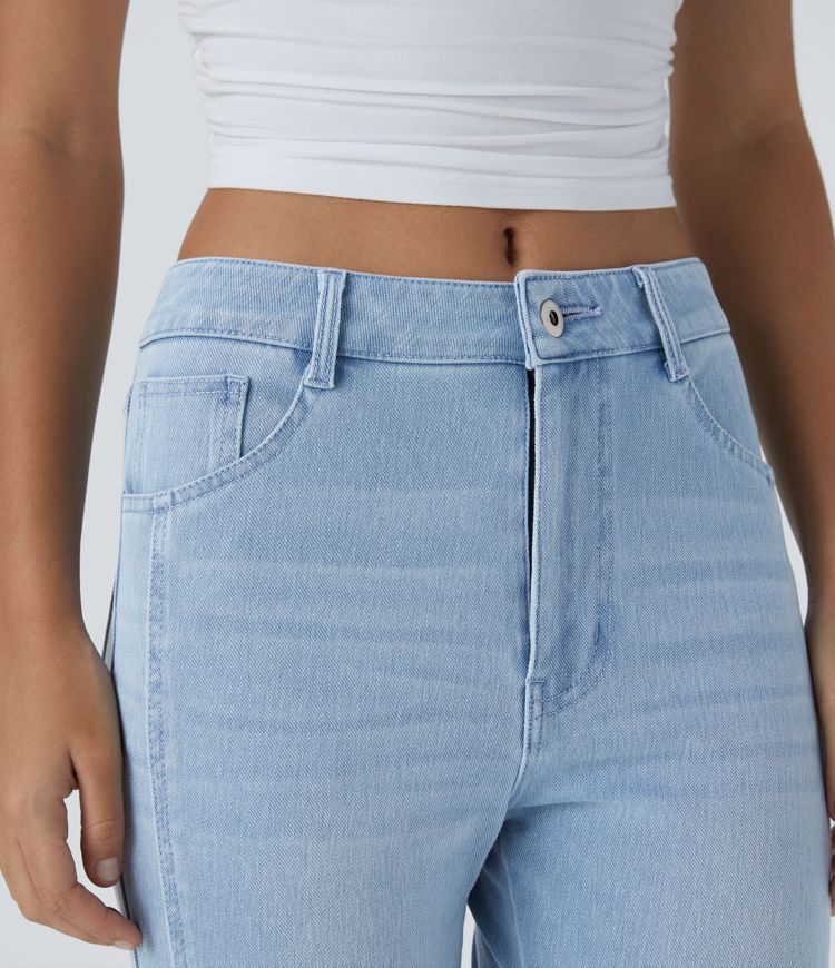 Halara Flex™ Mid Low Rise Zipper Pockets Casual Skinny Jeans