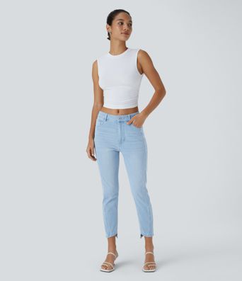 Halara Flex™ Mid Low Rise Zipper Pockets Casual Skinny Jeans