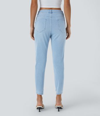 Halara Flex™ Mid Low Rise Zipper Pockets Casual Skinny Jeans