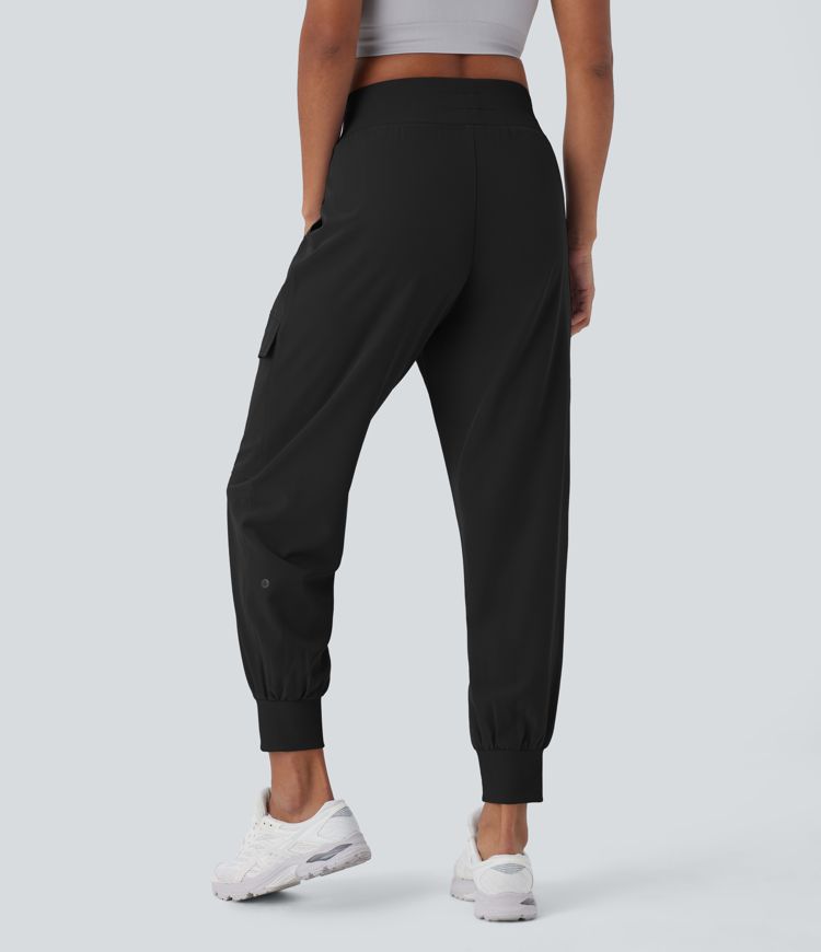 High Waisted Pockets Running Cargo Joggers