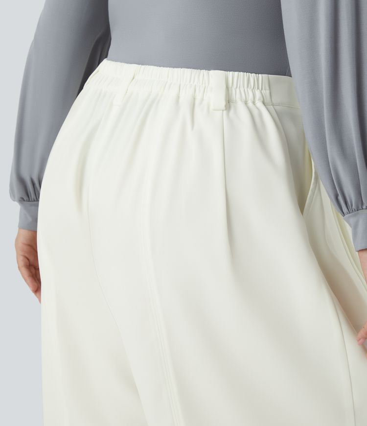 Mid Rise Pocket Barrel Leg Plus Size Work Pants