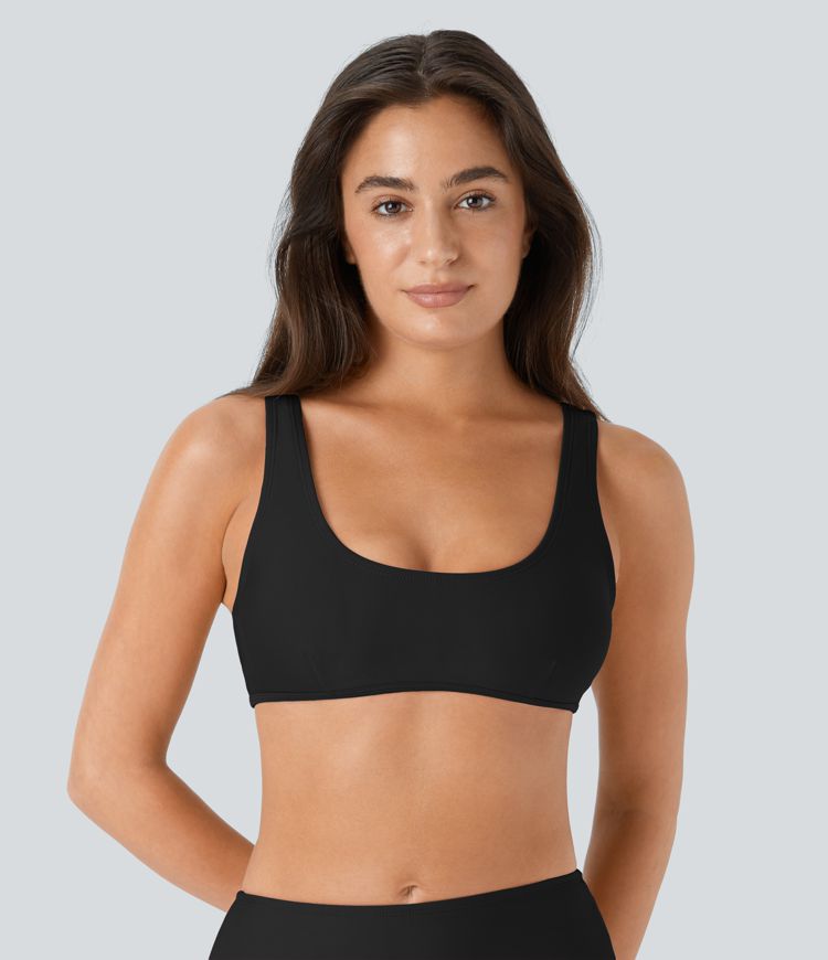 Top Maillot de Bain Bikini Uni Encolure en U