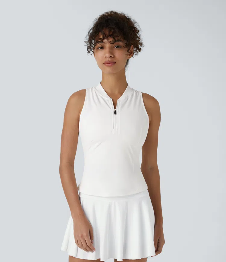 SoftlyZero™ QuickDry Baseball Collar Half Zipper Slim Golf Tank Top