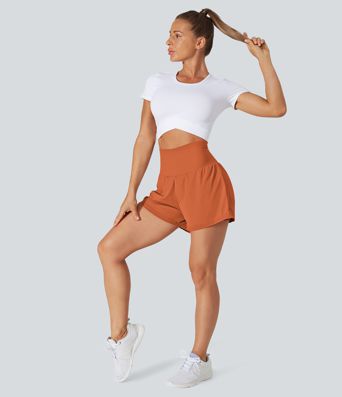 SoftlyZero™ Yoga Shorts Taille Haute Aérien et Rafraîchissant avec Poches