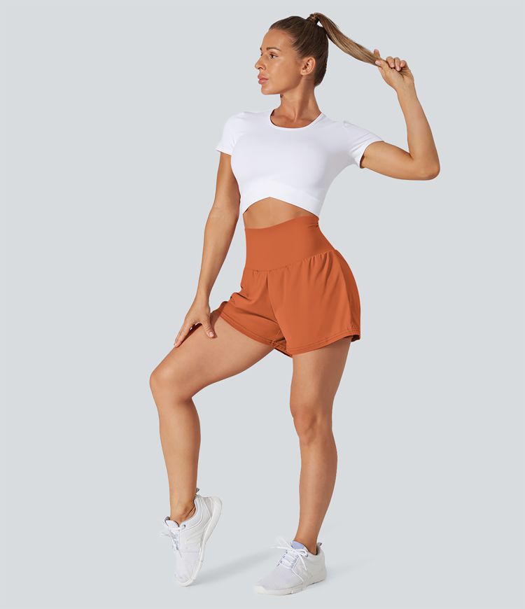 SoftlyZero™ Yoga Shorts Taille Haute Aérien et Rafraîchissant avec Poches