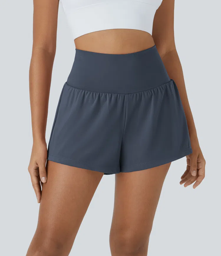 2-in-1-Fitness-Shorts mit Gesäßtasche und seitlicher versteckter Tasche 7,6 cm
