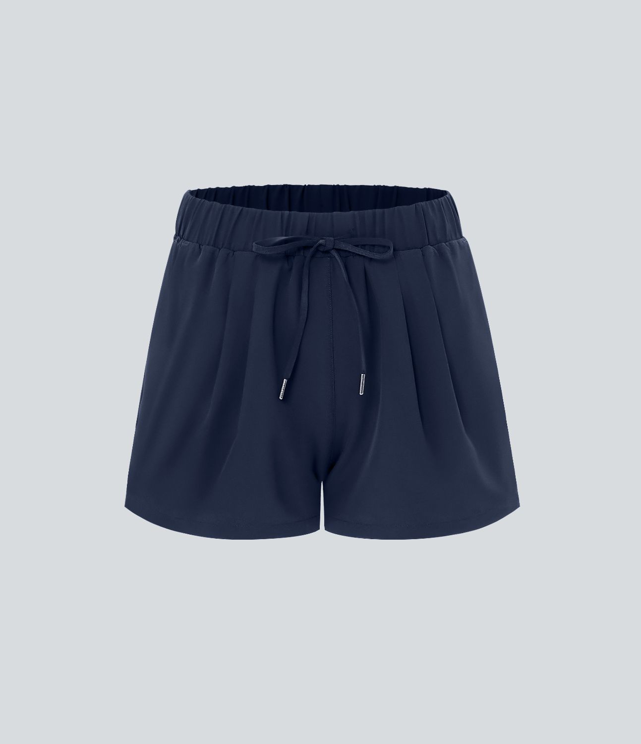 Mid Rise Elastic Waistband Drawstring Ruched Side Pocket Casual Shorts 3"