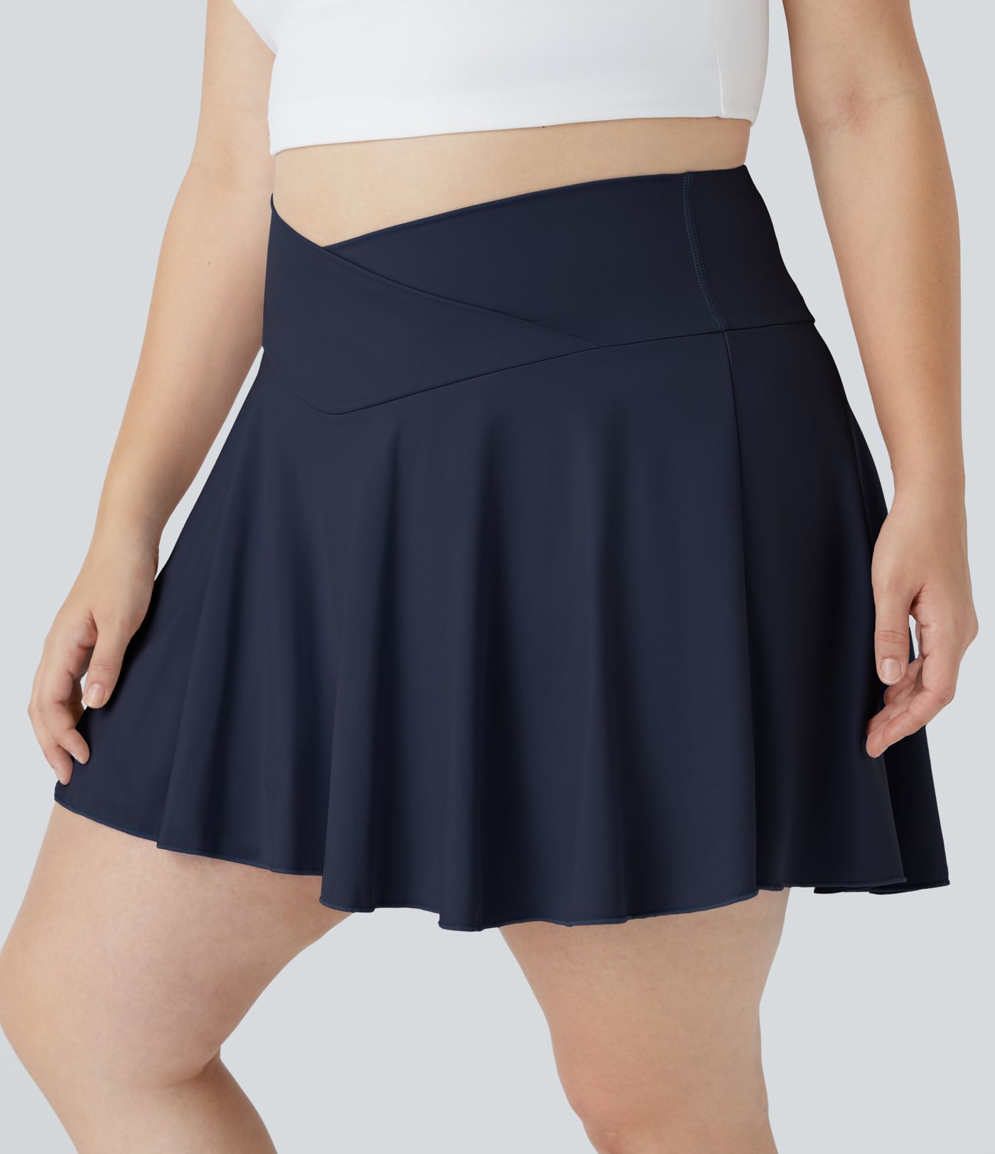 Softlyzero™ Airy Comfy High Waisted Crossover 2-in-1 Side Pocket Plus Size Flare  Tennis Skirt-UPF50+
