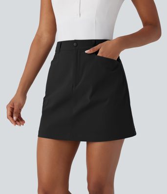 High Waisted Zipper Pocket A Line Mini Golf Skirt