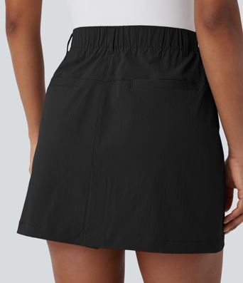 High Waisted Zipper Pocket A Line Mini Golf Skirt