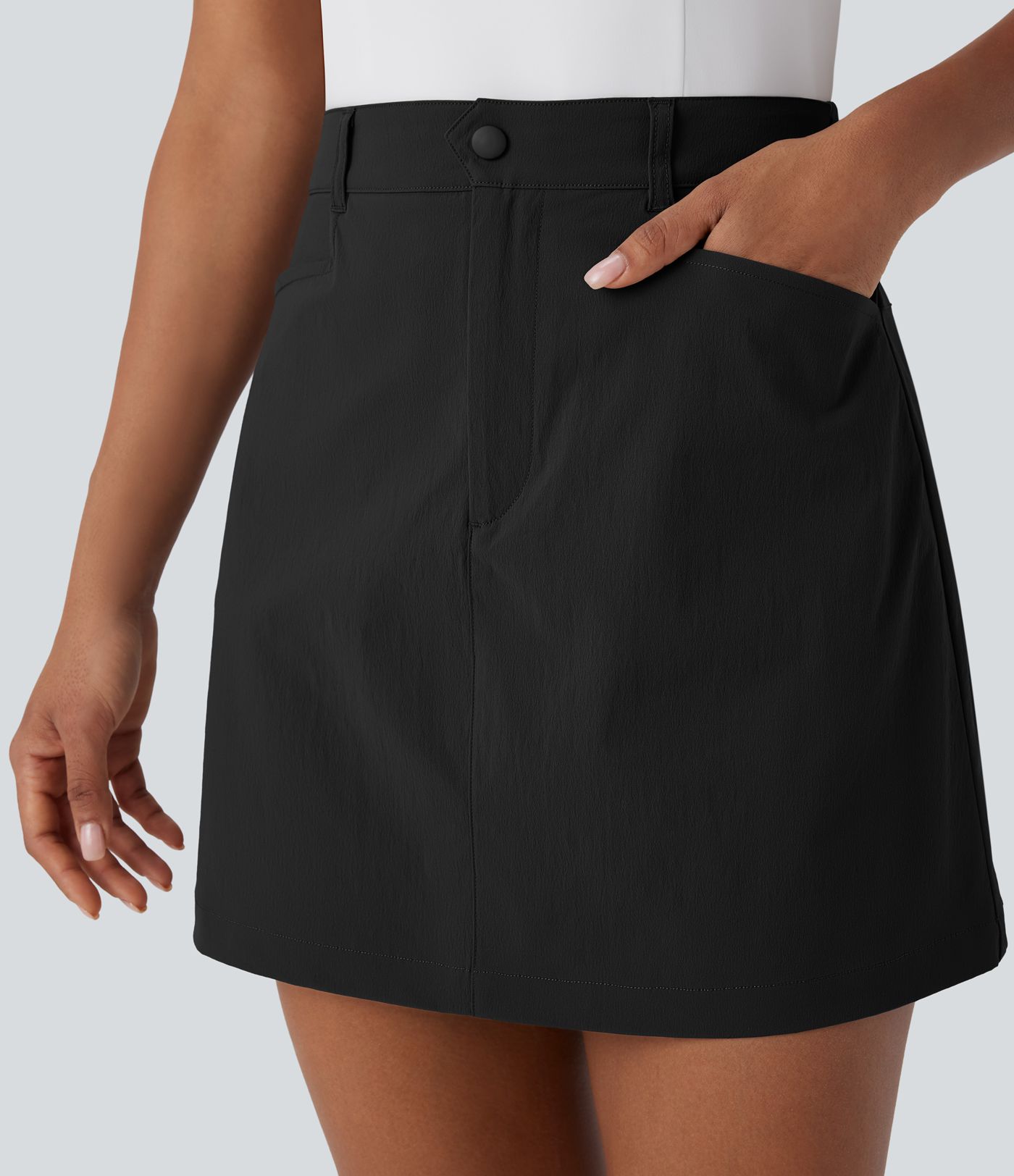 High Waisted Zipper Pocket A Line Mini Golf Skirt