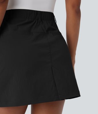 High Waisted Zipper Pocket A Line Mini Golf Skirt