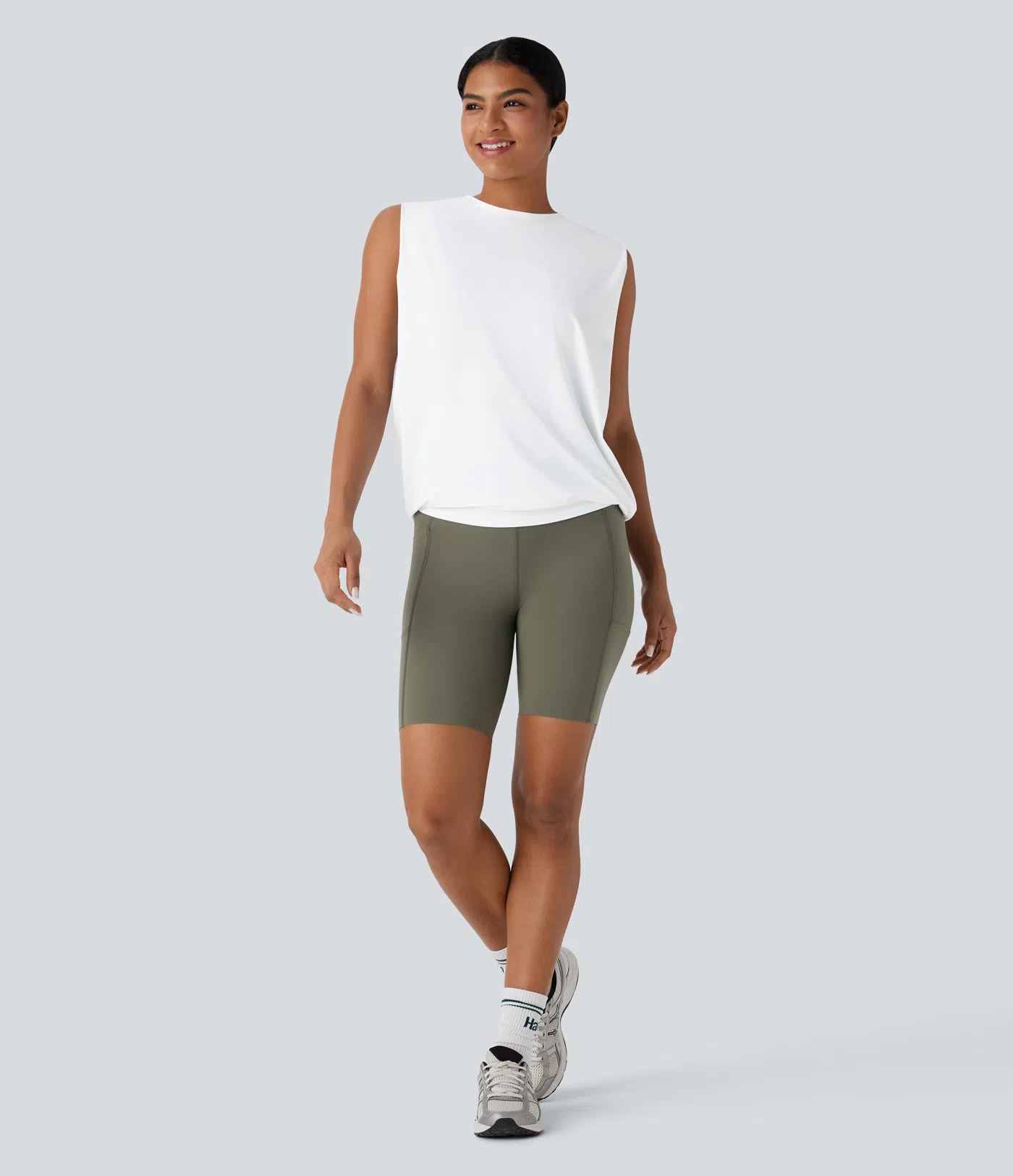 Yoga-Tanktop mit Rundhalsausschnitt, Rüschen und Cool-Touch 