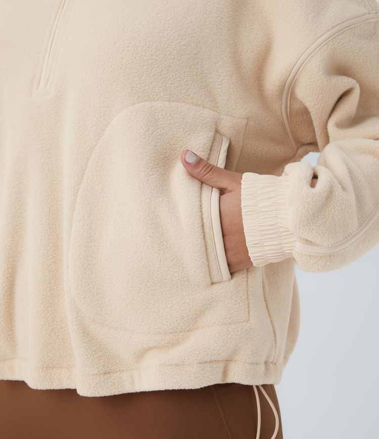 Sweat-shirt de randonnée en polaire avec col et demi-zip