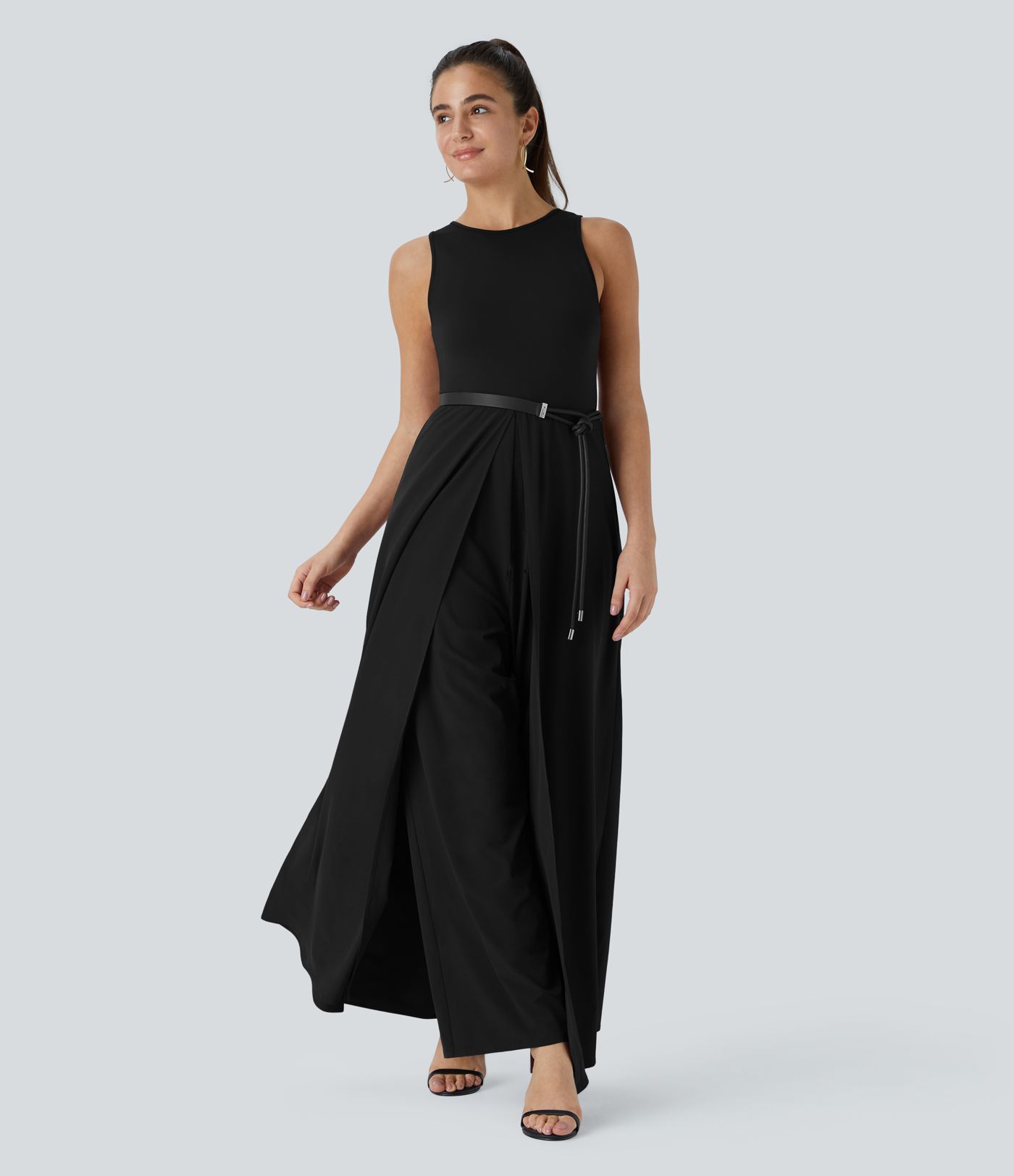 Breezeful™ Zipper Sleeveless Pocket Contrast Quick Dry Jumpsuit