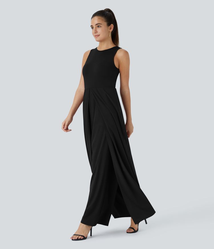 Breezeful™ Zipper Sleeveless Side Pocket Contrast Quick Dry Bridesmaid and Wedding Guest Jumpsuit